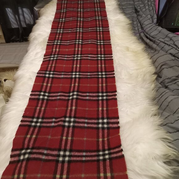 Vintage Burberry Red Nova Check Cashmere Scarf - Picture 1 of 4